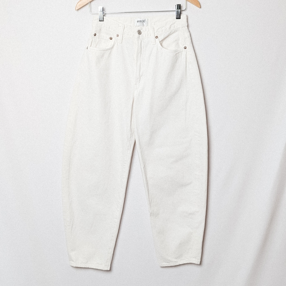AGOLDE Balloon Jeans Curved Taper Leg Porcelain White 25 - Picture 10 of 13